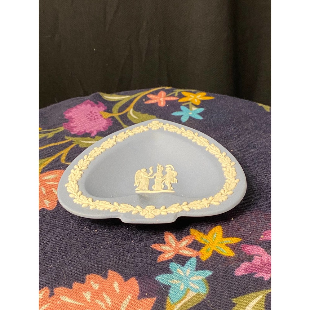 Vintage Wedgwood Blue Jasperware Spade-shaped Ashtray